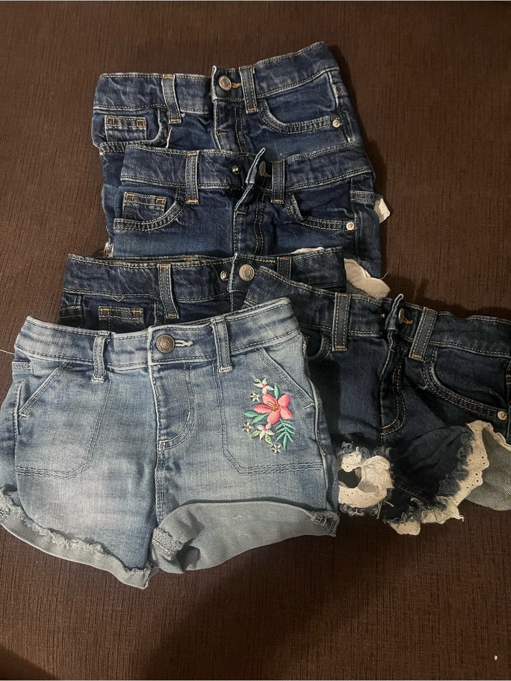 Cat & Jack Dark Blue Girls Denim Shorts with Contrast Stitching